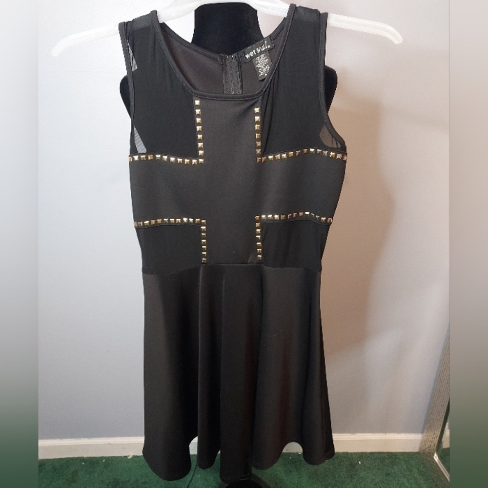 Wet Seal Black and Gold Gem Dress Size Medium